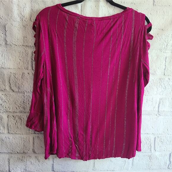 Jennifer Lopez Violet Studded Looped Sleeve Blouse Size Large - Picture 3 of 11